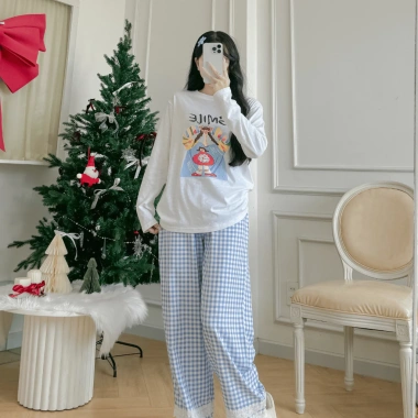 Đồ bộ dài quần dài ren xinh xắn NEONVN - Tay dài, dáng suông, ấm áp thu đông
