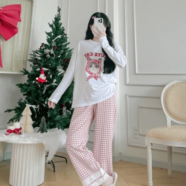 Đồ bộ dài quần dài ren xinh xắn NEONVN - Tay dài, dáng suông, ấm áp thu đông