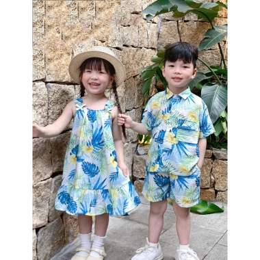 Đồ bộ đi biển bé trai họa tiết hoa quả Summer – Chất liệu cao cấp, mềm thấm hút, giá ưu đãi 215k