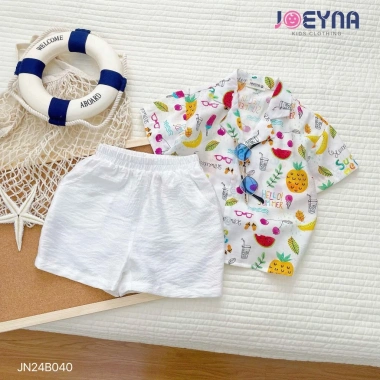Đồ bộ đi biển bé trai họa tiết hoa quả Summer – Chất liệu cao cấp, mềm thấm hút, giá ưu đãi 215k