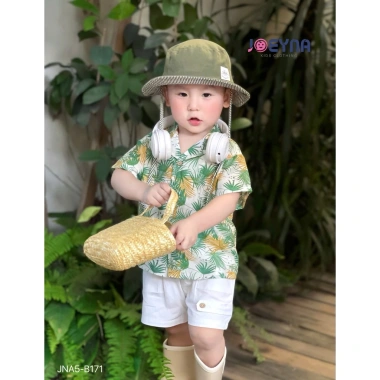 Đồ bộ đi biển bé trai họa tiết lá cây - Chất liệu cao cấp, thấm hút mồ hôi, 275k