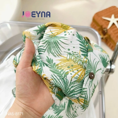 Đồ bộ đi biển bé trai họa tiết lá cây - Chất liệu cao cấp, thấm hút mồ hôi, 275k