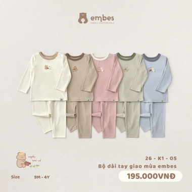 Đồ Bộ Embes Ngày Vui Vẻ Dài Tay Chất Mỏng Mát Xuân Hè Cho Bé 8-18kg Giá Ưu Đãi Đồ Bộ Embes Ngày Vui Vẻ Dài Tay Chất Mỏng Mát Xuân Hè Cho Bé 8-18kg Giá Ưu Đãi