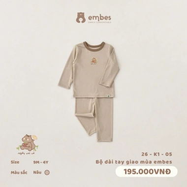 Đồ Bộ Embes Ngày Vui Vẻ Dài Tay Chất Mỏng Mát Xuân Hè Cho Bé 8-18kg Giá Ưu Đãi 6 Đồ Bộ Embes Ngày Vui Vẻ Dài Tay Chất Mỏng Mát Xuân Hè Cho Bé 8-18kg Giá Ưu Đãi 6