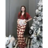 Đồ bộ lá bài lụa xước tay dài tay ngắn, dễ thương sang trọng, phù hợp tết nữ 48-80kg - Giá 275k 3