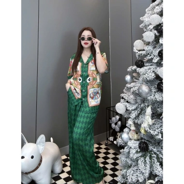 Đồ bộ lá bài lụa xước tay dài tay ngắn, dễ thương sang trọng, phù hợp tết nữ 48-80kg - Giá 275k