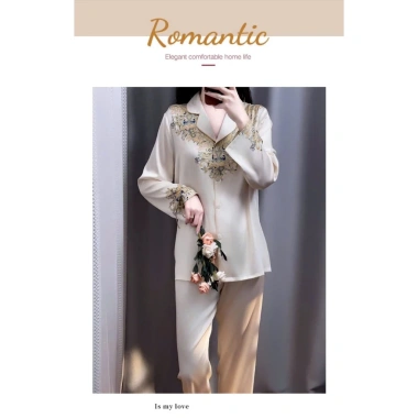 Đồ bộ LUXURY PIJAMA lụa latin tay dài, họa tiết sang trọng Giá 240.998 VND 8