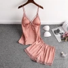 Đồ Bộ Mặc Nhà Hai Dây Quần Đùi Lụa Satin Họa Tiết Hisexy Mút Ngực - Giá 119k 10
