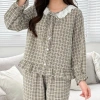 Đồ bộ mặc nhà kẻ caro nữ LILA dài cổ tròn, có túi, cotton thấm hút mồ hôi - P12 Design 4
