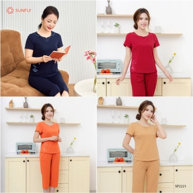 Đồ bộ mặc nhà nữ cotton compact SUNFLY áo cộc quần ngố SP2.221 - 361.600₫ 3 Đồ bộ mặc nhà nữ cotton compact SUNFLY áo cộc quần ngố SP2.221 - 361.600₫ 3