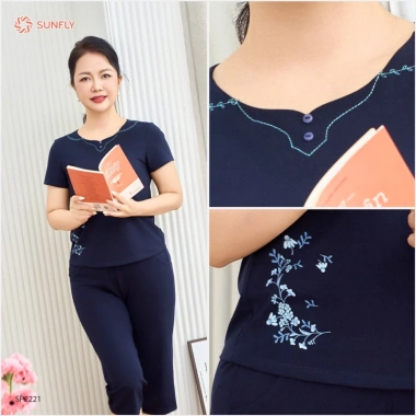 Đồ bộ mặc nhà nữ cotton compact SUNFLY áo cộc quần ngố SP2.221 - 361.600₫