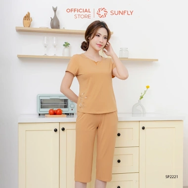 Đồ bộ mặc nhà nữ cotton compact SUNFLY áo cộc quần ngố SP2.221 - 361.600₫
