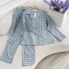 Đồ Bộ Mặc Nhà Nữ Lila Kẻ Caro Dài Cổ, Cotton Mềm Mịn, Thoải Mái, Giá 254.150 VND 7
