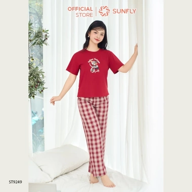 Đồ bộ mặc nhà nữ SUNFLY áo cotton compact cộc tay và quần dài Kate ST9.249 - Giá ưu đãi 475k