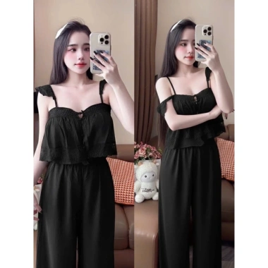 Đồ Bộ Mặc Nhà Set 2 Dây Áo Croptop Lụa Latin Mềm Mại Freesize Giảm 205k