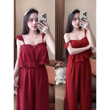 Đồ Bộ Mặc Nhà Set 2 Dây Áo Croptop Lụa Latin Mềm Mại Freesize Giảm 205k