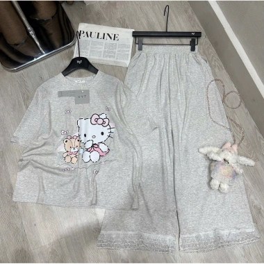 Đồ Bộ Mặc Nhà Set Hoa Nhí Cổ Tròn và Tag Kitty Dễ Thương - Giá ưu đãi 399k giảm 20% 3