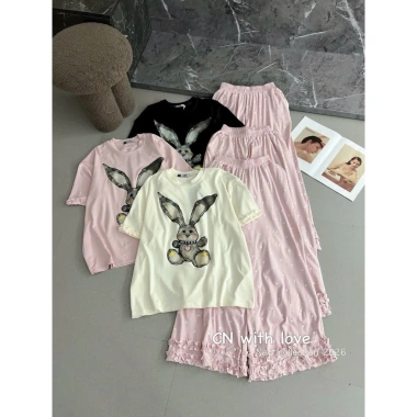 Đồ Bộ Mặc Nhà Set Hoa Nhí Cổ Tròn và Tag Kitty Dễ Thương - Giá ưu đãi 399k giảm 20% 7