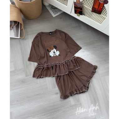 Đồ Bộ Mặc Nhà Thun Cotton Viền Ren Trái Tim + Quần Suông Gấu Bèo – Giá 310k (từ 397k)