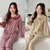Đồ bộ mặc nhà tiểu thư cổ bèo nữ, đũi Caro xốp form đẹp sang trọng – Pink 145k