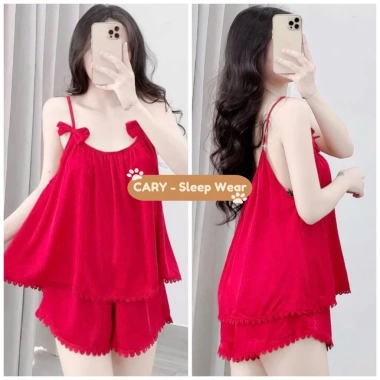 Đồ bộ ngủ 2 dây CARY - Quần đùi lụa mềm mát, giá chỉ 79.000₫, giảm còn 79k 5