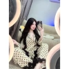 Đồ Bộ Ngủ Nữ Chất Lụa Latin Mềm Mịn Dài Tay Xoắn Free Size 40-60kg Giá 92.400 3