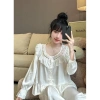 Đồ bộ ngủ nữ lụa Latin mềm mịn dài tay, free size 40-60kg, giá 182.700 VND 5