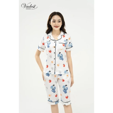 Đồ bộ ngủ nữ pijama lửng tay ngắn lụa cao cấp VADESI – Thoáng mát mềm mịn thấm hút 269k 4