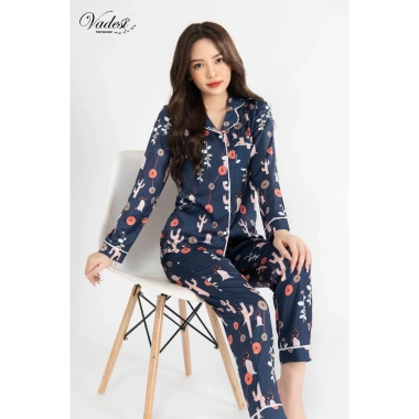 Đồ bộ ngủ Pijama VADESI nữ, quần dài áo dài tay lụa Latin, thoáng mát, giá 329.000 VND 2