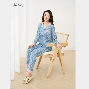 Đồ bộ ngủ Pijama VADESI nữ, quần dài áo dài tay lụa Latin, thoáng mát, giá 329.000 VND 4