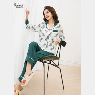 Đồ bộ ngủ Pijama VADESI nữ, quần dài áo dài tay lụa Latin, thoáng mát, giá 329.000 VND 6