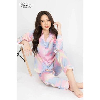 Đồ bộ ngủ Pijama VADESI nữ, quần dài áo dài tay lụa Latin, thoáng mát, giá 329.000 VND 7