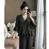 Đồ Bộ Ngủ Tiểu Thư Áo Cổ V Xếp Ly Lụa Latin Mềm Mịn Free Size 40-58kg 229k 7