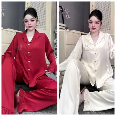 Đồ bộ ngủ tiểu thư Kitty áo túi ép đá mèo lụa Latin mềm mịn, free size 40‑58kg giảm giá 214.400₫