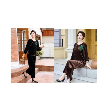 Đồ bộ nhung trung niên nữ cao cấp - Mặc nhà thoải mái, quà tặng ý nghĩa cho bà mẹ - Giá ưu đãi 160.000₫