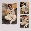 Đồ bộ nỉ gấu Bear chấm bi nữ dài tay màu kem 2 size S M mềm mịn giá ưu đãi 149k