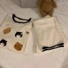 Đồ bộ nỉ gấu Bear chấm bi nữ dài tay màu kem 2 size S M mềm mịn giá ưu đãi 149k 6