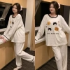 Đồ bộ nỉ gấu Bear chấm bi nữ dài tay màu kem 2 size S M mềm mịn giá ưu đãi 149k 8