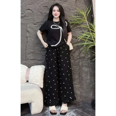 Đồ bộ nữ áo cotton họa tiết số 7+quần ống rộng nơ - Mặc nhà thoải mái, 199k 3 Đồ bộ nữ áo cotton họa tiết số 7+quần ống rộng nơ - Mặc nhà thoải mái, 199k 3
