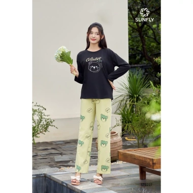 Đồ bộ nữ cotton compact áo dài quần dài - Mặc nhà thoải mái, giảm còn 294k