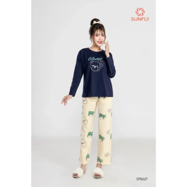 Đồ bộ nữ cotton compact áo dài quần dài - Mặc nhà thoải mái, giảm còn 294k