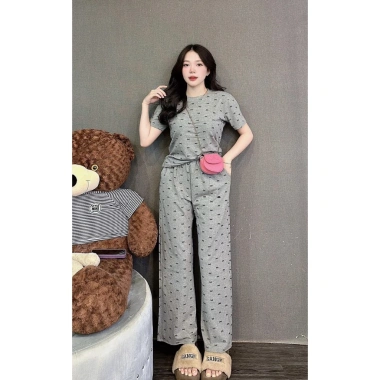 Đồ bộ nữ cotton D29 size 40-85kg, quần dài ống rộng họa tiết nơ, set fullsize đi chơi, mặc nhà - giá 165.454₫