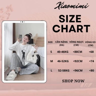 Đồ bộ nữ cotton in hình chó, quần ống suông và áo dài tay Xiaomimi - Giá 229k