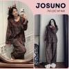 Đồ bộ nữ JOSUNO hcom3.537 - Bộ pijama dài tay thu đông họa tiết kẻ phối màu siêu xinh, 269.780₫