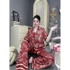 Đồ bộ nữ lụa Latin mềm mịn, in hình rừng đỏ - Mặc nhà thoải mái, giảm giá 194k 3