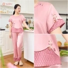 Đồ bộ nữ lụa satin jacquard SUNFLY SP2.217 áo cộc quần dài - cao cấp, giá chỉ 391.200₫ 4
