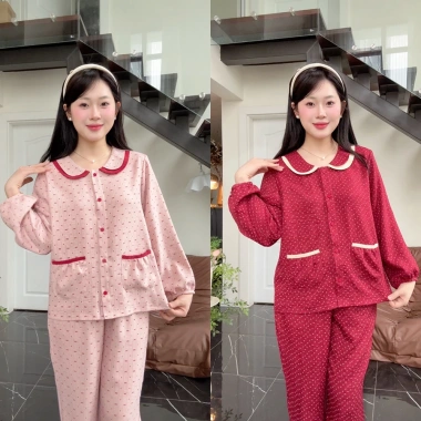 Đồ bộ nữ mặc nhà dài tay hoa nhí, vải mềm mịn thấm hút mồ hôi – 239.200₫