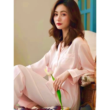 Đồ bộ nữ mặc nhà pijama dài tay lụa ngọc trai cao cấp mát mẻ, mềm mại 158.999 VND