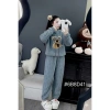 Đồ Bộ Nữ Pijama Mùa Đông Tay Dài Quần Dài Bông Nỉ In Gấu Ấm Mềm Mịn Áo Giữ Nhiệt 2