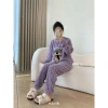 Đồ Bộ Nữ Pijama Mùa Đông Tay Dài Quần Dài Bông Nỉ In Gấu Ấm Mềm Mịn Áo Giữ Nhiệt 3